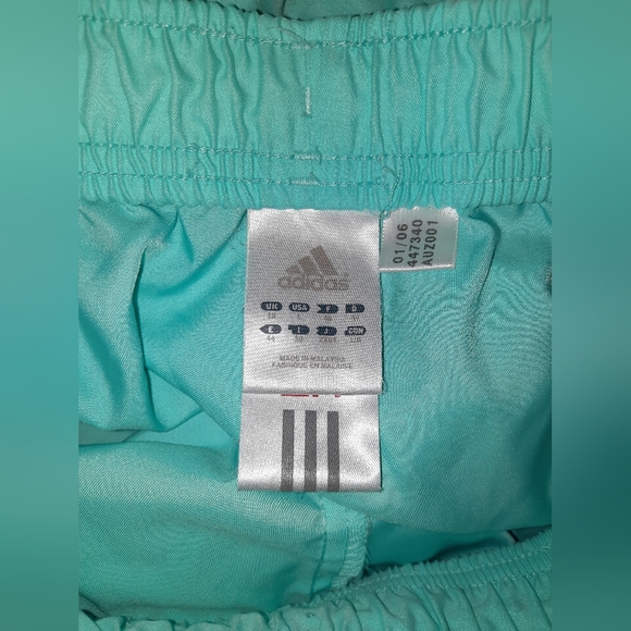 Adidas Women's Capri Pants size large beautiful teal & white color EUC - Picture 3 of 10